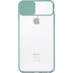 KZY Apple iPhone Se 2020 Kapak Lensi Açılır Kapanır Kamera Korumalı Silikon Kılıf - Su Yeşili