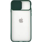 KZY Apple iPhone Se 2020 Kapak Lensi Açılır Kapanır Kamera Korumalı Silikon Kılıf - Yeşil