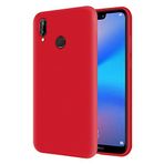 KZY Huawei P20 Lite İçi Kadife Soft Logosuz Lansman Silikon Kılıf - Kırmızı