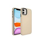 KZY İletişim Apple iPhone 11 ile Uyumlu Kapak Renkli Metal Kamera Çerçeveli İçi Kadife Lasnman Kılıf - Krem