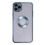 KZY İletişim Apple iPhone 11 Pro ile Uyumlu ile uyumlu Kapak Yanları Renkli Lens Korumalı Logo Gösteren Şeffaf Luxury Kılıf - Açık Mavi