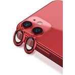 KZY İLETİŞİM Apple iPhone 12 Mini Alüminyum Alaşım Temperli Cam Kamera Lens Koruyucu - Kırmızı