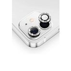 KZY İLETİŞİM Apple iPhone 12 Mini Taşlı Tasarım Temperli Cam Kamera Lens Koruyucu - Siyah