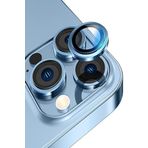 KZY İLETİŞİM Apple iPhone 12 Pro Max Alüminyum Alaşım Temperli Cam Kamera Lens Koruyucu - Mavi