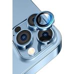 KZY İletişim Apple iPhone 14 Pro Max Alüminyum Alaşım Temperli Cam Kamera Lens Koruyucu - Mavi