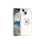 KZY İletişim Apple iPhone 15 Plus ile uyumlu Kapak ile uyumlu Yanları Renkli Lens Korumalı Logo Gösteren Luxury Silikon Kılıf - Gümüş