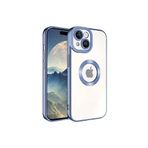 KZY İletişim Apple iPhone 15 Plus ile uyumlu Kapak ile uyumlu Yanları Renkli Lens Korumalı Logo Gösteren Luxury Silikon Kılıf - Mavi