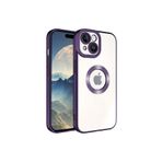 KZY İletişim Apple iPhone 15 Plus ile uyumlu Kapak ile uyumlu Yanları Renkli Lens Korumalı Logo Gösteren Luxury Silikon Kılıf - Mor