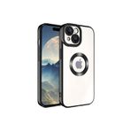 KZY İletişim Apple iPhone 15 Plus ile uyumlu Kapak ile uyumlu Yanları Renkli Lens Korumalı Logo Gösteren Luxury Silikon Kılıf - Siyah