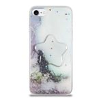 KZY İletişim Apple iPhone 7 ile Uyumlu Kapak Mermer Desenli Pop Socketli Silikon Kılıf - Beyaz