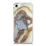 KZY İletişim Apple iPhone 7 ile Uyumlu Kapak Mermer Desenli Pop Socketli Silikon Kılıf - Gold