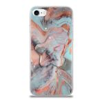 KZY İletişim Apple iPhone 7 ile Uyumlu Kapak Mermer Desenli Pop Socketli Silikon Kılıf - Mercan
