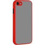 KZY İletişim Apple iPhone 7 Kılıf Kamera Korumalı Silikon Kenarlı Renkli Düğmeli Arkası Mat Arka Kapak - Kırmızı