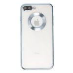 KZY İletişim Apple iPhone 8 Plus ile Uyumlu ile uyumlu Kapak Yanları Renkli Lens Korumalı Logo Gösteren Şeffaf Luxury Kılıf - Açık Mavi