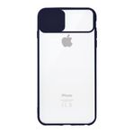 Kzy İletişim Apple iPhone 8 Plus ile Uyumlu Kapak Lensi Açılır Kapanır Kamera Korumalı Silikon Kılıf - Lacivert