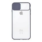 Kzy İletişim Apple iPhone 8 Plus ile Uyumlu Kapak Lensi Açılır Kapanır Kamera Korumalı Silikon Kılıf - Mavi