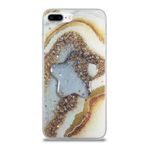 KZY İletişim Apple iPhone 8 Plus ile Uyumlu Kapak Mermer Desenli Pop Socketli Silikon Kılıf - Gold