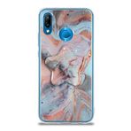 KZY İletişim Huawei P20 Lite ile Uyumlu Kapak Mermer Desenli Pop Socketli Silikon Kılıf - Mercan