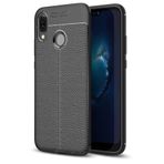 KZY İletişim-Huawei P20 Lite ile Uyumlu Kılıf Darbe Korumalı Deri Görünümlü Silikon Arka Kapak - Siyah (Siyah)