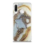 KZY İletişim Huawei P30 Lite ile Uyumlu Kapak Mermer Desenli Pop Socketli Silikon Kılıf - Gold