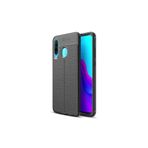 KZY İletişim-Huawei P30 Lite ile Uyumlu Kılıf Darbe Korumalı Deri Görünümlü Silikon Arka Kapak - Siyah (Siyah)