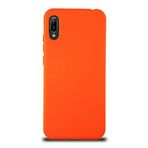 KZY İletişim Huawei Y6 2019 ile Uyumlu Kapak ile Uyumlu İçi Kadife Lansman Silikon Kılıf - Turuncu