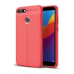 KZY İletişim-Huawei Y7 2018 ile Uyumlu Kılıf Darbe Korumalı Deri Görünümlü Silikon Arka Kapak - Kırmızı (Kırmızı)