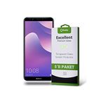 KZY İLETİŞİM Huawei Y7 2018 ile uyumlu Temperli Ekran Koruyucu Kırılmaz Cam Ekonomik 5'li Paket