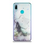 KZY İletişim Huawei Y7 2019 ile Uyumlu Kapak Mermer Desenli Pop Socketli Silikon Kılıf - Beyaz