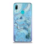 KZY İletişim Huawei Y7 2019 ile Uyumlu Kapak Mermer Desenli Pop Socketli Silikon Kılıf - Mavi