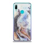 KZY İletişim Huawei Y7 2019 ile Uyumlu Kapak Mermer Desenli Pop Socketli Silikon Kılıf - Mor
