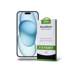 KZY İletişim iPhone 15 Plus ile Uyumlu Temperli Ekran Koruyucu Kırılmaz Cam Ekonomik 5'li Paket