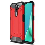 KZY İletişim-Oppo A5 2020 ile Uyumlu Kapak Çift Katmanlı Zırh Tank Kılıf - Kırmızı (KIRMIZI)