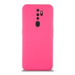 KZY İletişim Oppo A9 2020 ile Uyumlu Kapak ile Uyumlu İçi Kadife Kamera Korumalı Lansman Silikon Kılıf - Neon Pembe