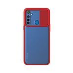 Kzy İletişim Realme 5i ile Uyumlu Kapak Lensi Açılır Kapanır Kamera Korumalı Silikon Kılıf - Kırmızı