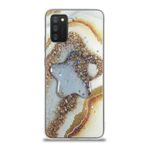 KZY İletişim Samsung Galaxy A02S ile Uyumlu Kapak Mermer Desenli Pop Socketli Silikon Kılıf - Gold