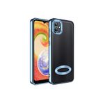 KZY İletişim Samsung Galaxy A04 ile uyumlu Kapak ile uyumlu Yanları Renkli Lens Korumalı Logo Gösteren Luxury Silikon Kılıf - Mavi