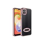 KZY İletişim Samsung Galaxy A04 ile uyumlu Kapak ile uyumlu Yanları Renkli Lens Korumalı Logo Gösteren Luxury Silikon Kılıf - Rose