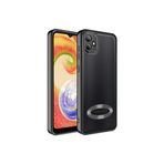 KZY İletişim Samsung Galaxy A04 ile uyumlu Kapak ile uyumlu Yanları Renkli Lens Korumalı Logo Gösteren Luxury Silikon Kılıf - Siyah