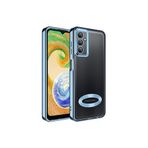 KZY İletişim Samsung Galaxy A04s ile uyumlu Kapak ile uyumlu Yanları Renkli Lens Korumalı Logo Gösteren Luxury Silikon Kılıf - Mavi