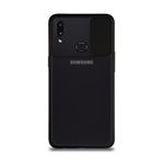 Kzy İletişim Samsung Galaxy A10S ile Uyumlu Kapak Lensi Açılır Kapanır Kamera Korumalı Silikon Kılıf - Siyah