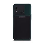 Kzy İletişim Samsung Galaxy A10S ile Uyumlu Kapak Lensi Açılır Kapanır Kamera Korumalı Silikon Kılıf - Yeşil