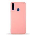 KZY İletişim Samsung Galaxy A20S ile Uyumlu Kapak ile Uyumlu İçi Kadife Lansman Silikon Kılıf - Pembe