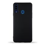 KZY İletişim Samsung Galaxy A20S ile Uyumlu Kapak ile Uyumlu İçi Kadife Lansman Silikon Kılıf - Siyah