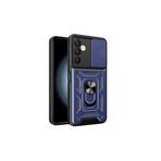 KZY İLETİŞİM Samsung Galaxy A25 Kapak Lens Sürgülü Kamera Korumalı Yüzüklü Stantlı Tank Kılıf - Lacivert