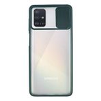 Kzy İletişim Samsung Galaxy A71 ile Uyumlu Kapak Lensi Açılır Kapanır Kamera Korumalı Silikon Kılıf - Yeşil