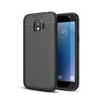 KZY İletişim-Samsung Galaxy J4 ile Uyumlu Kılıf Darbe Korumalı Deri Görünümlü Silikon Arka Kapak - Siyah (Siyah)