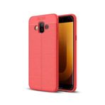 KZY İletişim-Samsung Galaxy J7 Duo ile Uyumlu Kılıf Darbe Korumalı Deri Görünümlü Silikon Arka Kapak - Kırmızı (Kırmızı)
