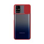 Kzy İletişim Samsung Galaxy M31S ile Uyumlu Kapak Lensi Açılır Kapanır Kamera Korumalı Silikon Kılıf - Kırmızı