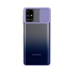 Kzy İletişim Samsung Galaxy M31S ile Uyumlu Kapak Lensi Açılır Kapanır Kamera Korumalı Silikon Kılıf - Lila